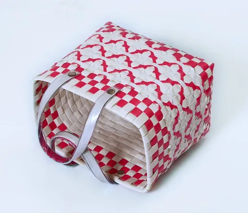 Standard Chettinad Lunch Bag-Pink and White